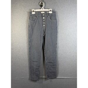 Cotton On Jeans Womens 2 Blue High 90s Stretch Striped Button Fly Straight